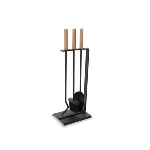 Haardset met houten handvat - 3-delig